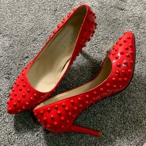 Red studded 3 inch heels